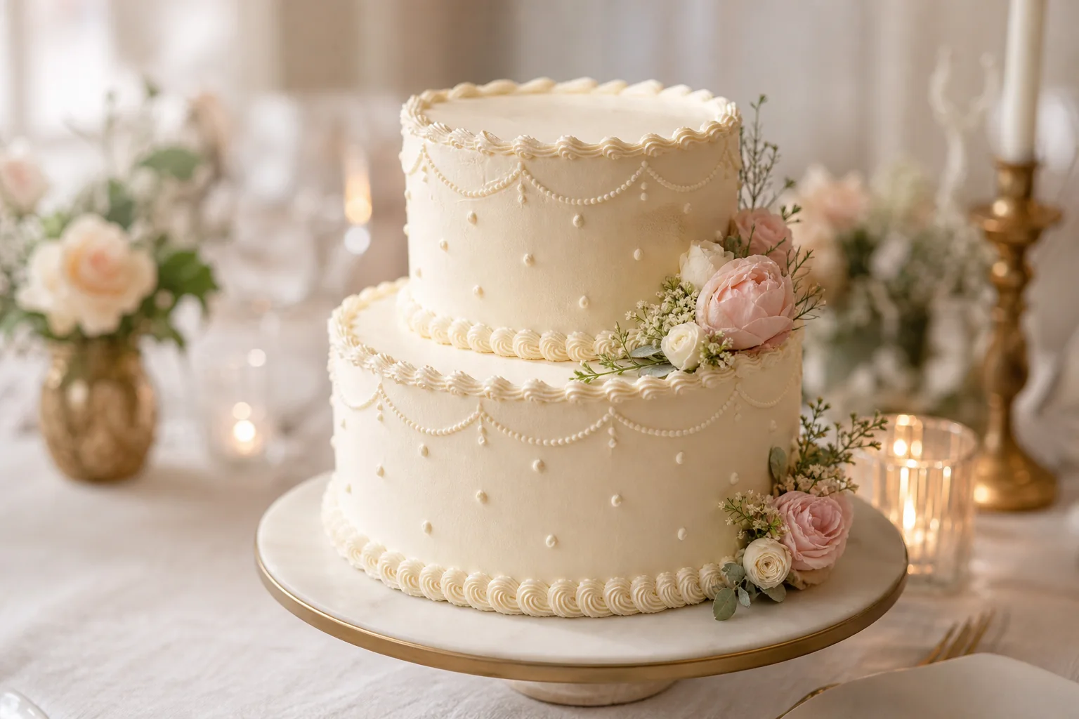Elegant two-tier bespoke celebration cake